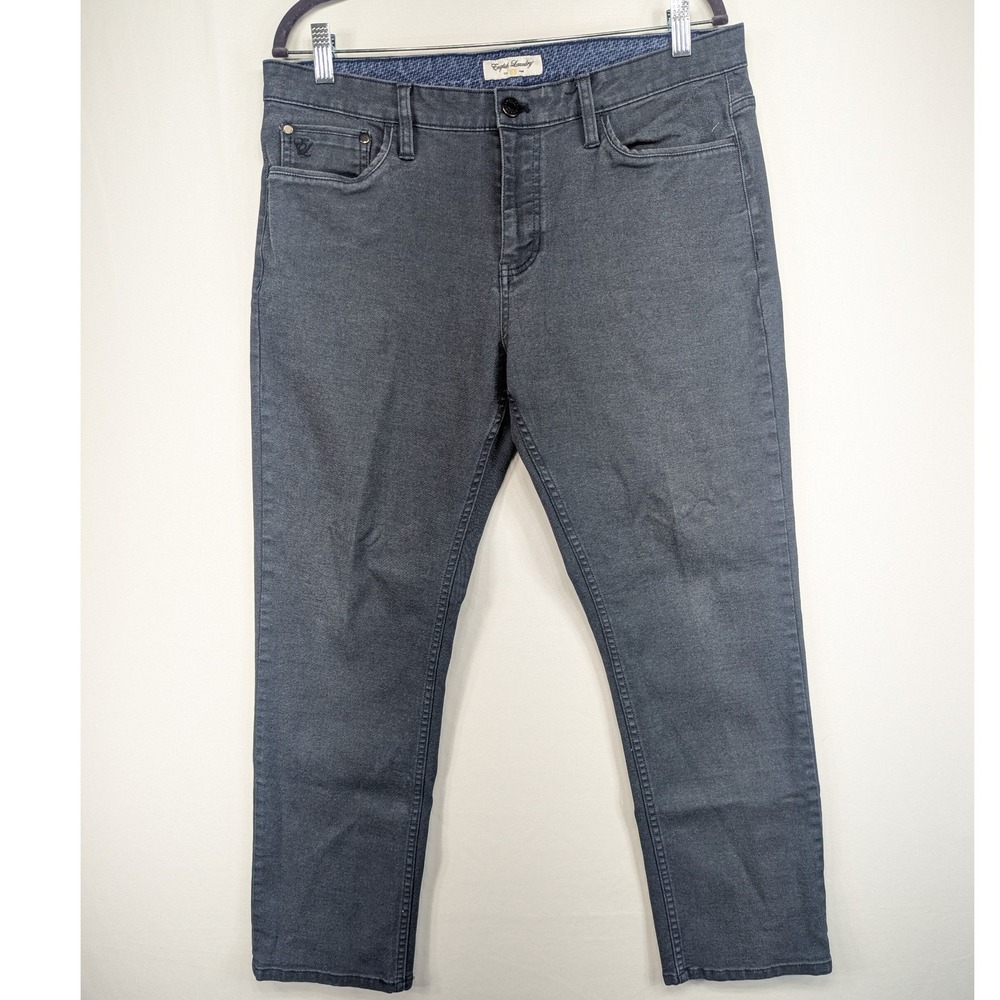 English Laundry Mens 34x30 Dark Grey Slim Straight 5-Pocket Stretch Pants